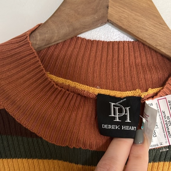 Derek Heart Bodycon Dress Ribbed Long Sleeve Stripes Medium - Picture 5 of 7